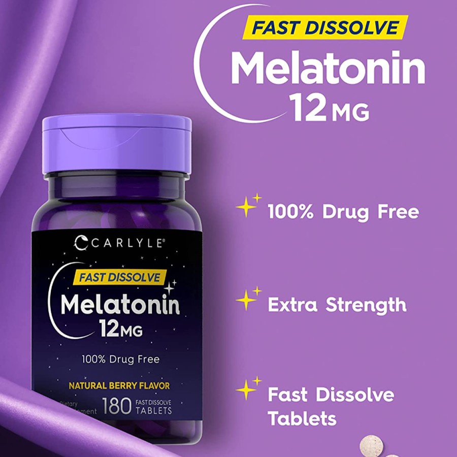 Carlyle Melatonin 12 mg Fast Dissolve Vegetarian Natural Berry Flavor