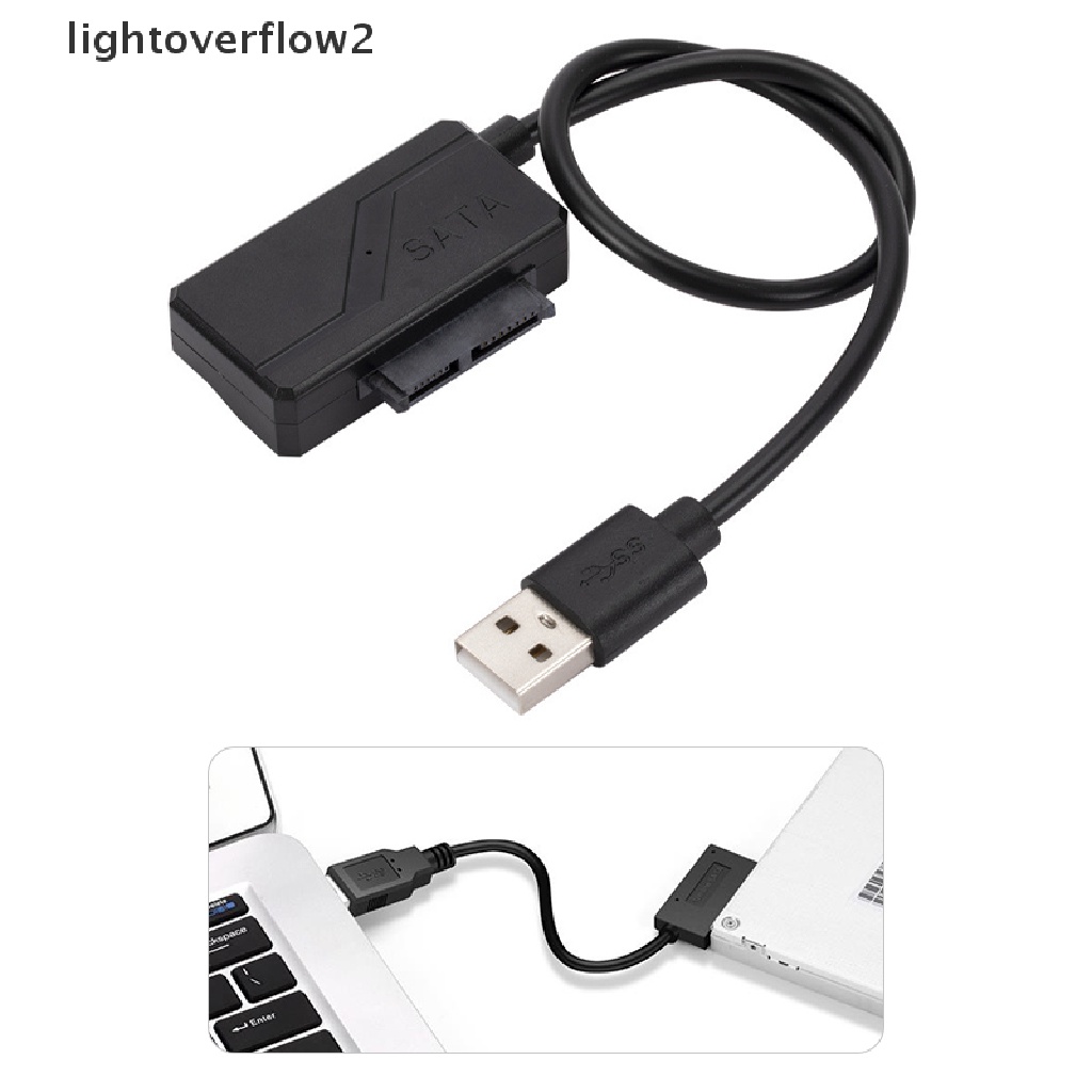 (lightoverflow2) Kabel Adapter Converter CD / DVD Rom Sata Ke USB 2.0 Untuk Komputer PC
