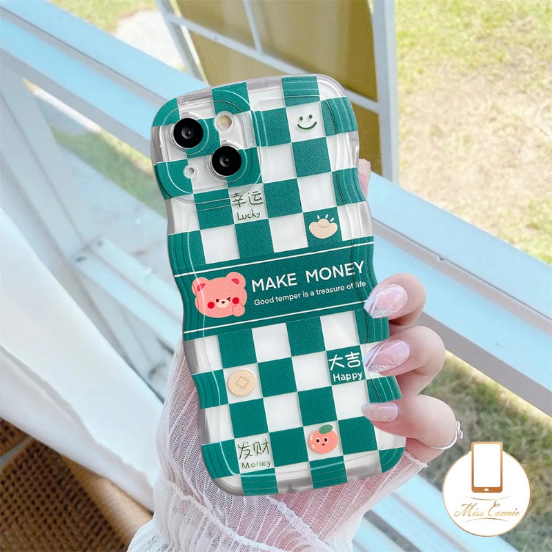 Case Realme C55 10 C35 C53 C30 C33 9 9Pro+8I C15 9i C25 C25Y C11 C12 C21Y C3 C1 C20 C25s C20A C17 8 8Pro 7 7i 5i 6i 5couple Checkerboard Bear Rabbit Wavy Edge Tpu Lembut Sarung