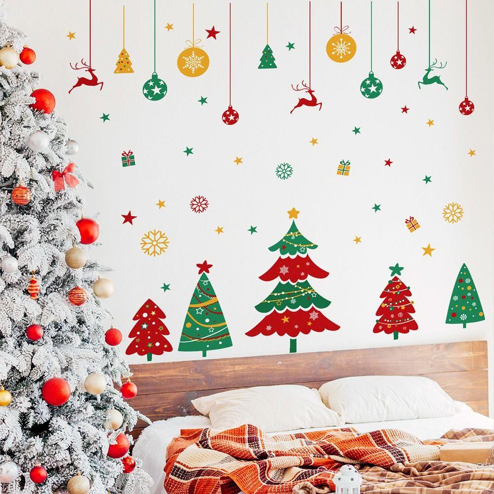 R-flower Christmas Wall Sticker Dinding Decroation New Year Stiker Perekat Diri Wallpaper Dekorasi Untuk Rumah