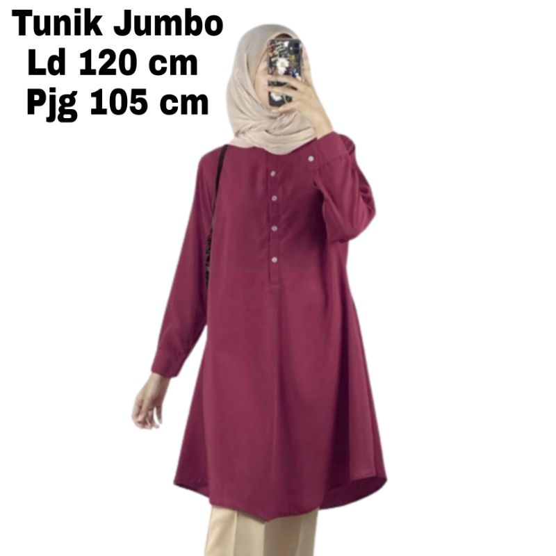 Baju Tunik Wanita Jumbo Polos XXL LD 120 Cm Terbaru 2023 Bahan Moscrepe Import . Atasan Wanita Oversize Viral Tunik Cewek Dewasa Big Size Kekinian Brilie