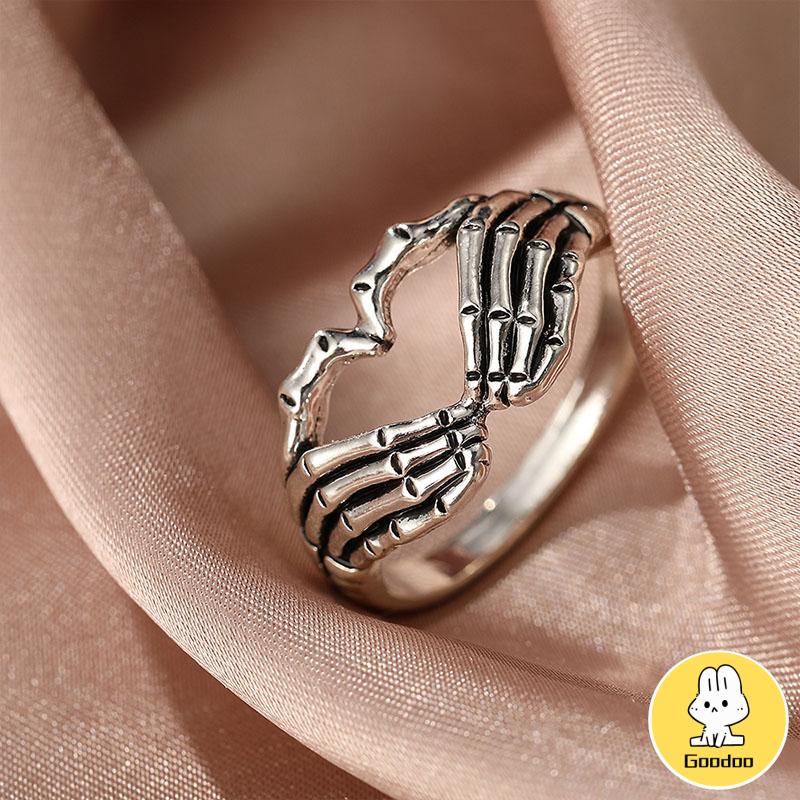 Korea Retro Hell Ghost Tangan Cinta Cincin Mendominasi Tren Pria Dan Wanita Cincin Perhiasan -Doo