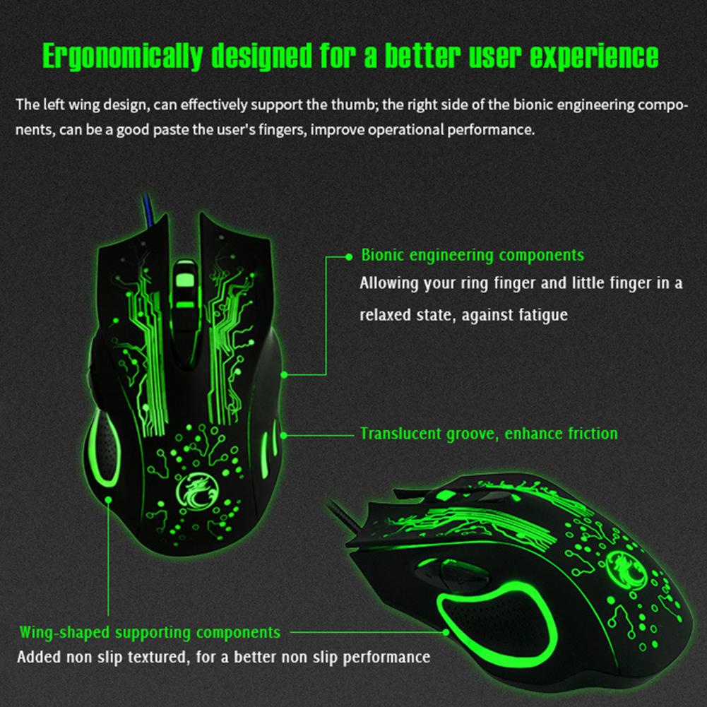 Mouse Gaming USB 3200 DPI dengan LED RGB Mouse Kabel Plug and Play