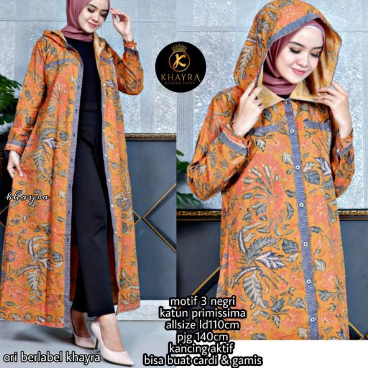 Langsung Atc Long Hoodie Gamis 2in1 Cardi || ORI BERLABEL Khayra
