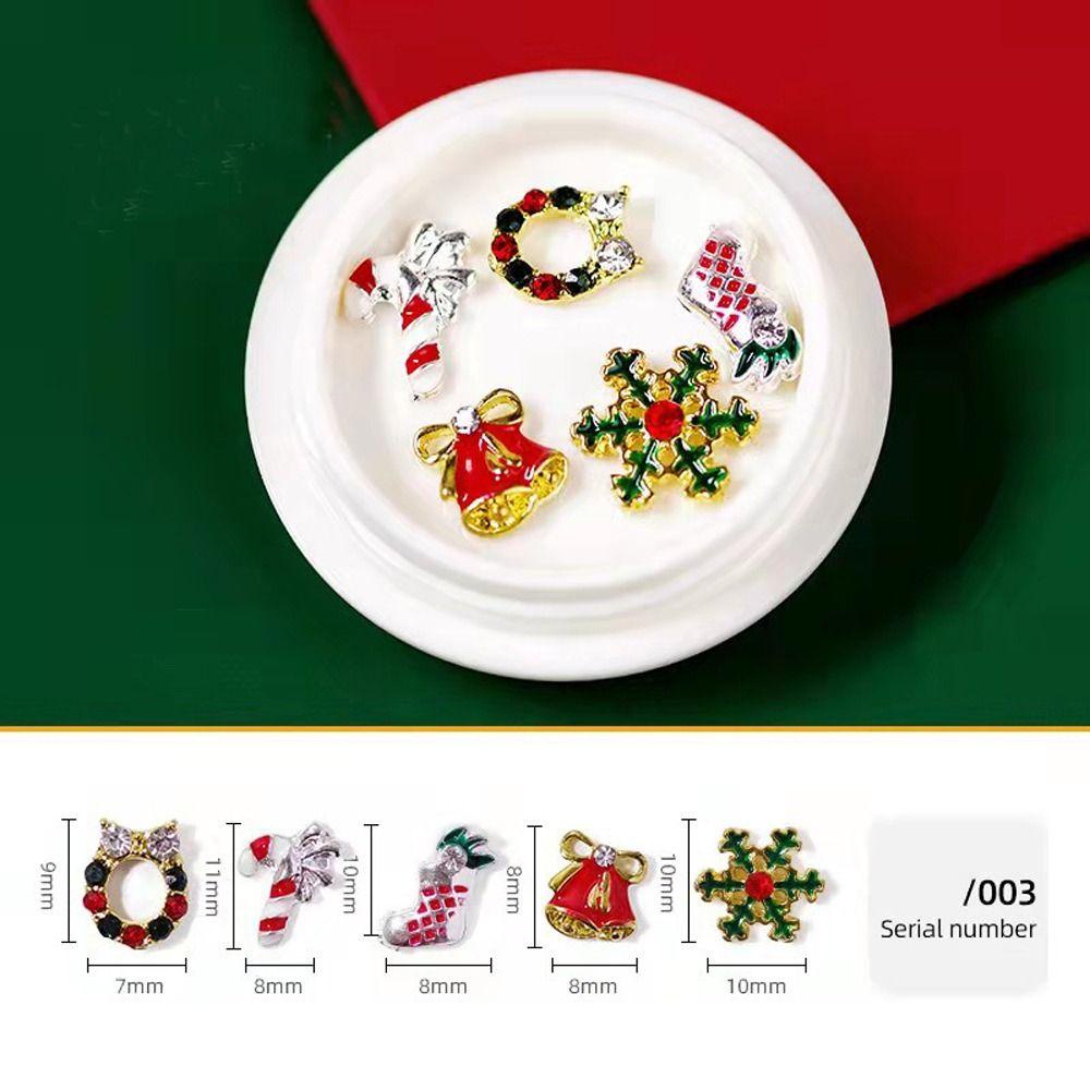 AUGUSTINA Agustinina Natal Dekorasi Nail Art Glitter Fashion Alloy Elk Woman Gift Santa Claus Snowflake Snowman Shiny 3D Rhinestones