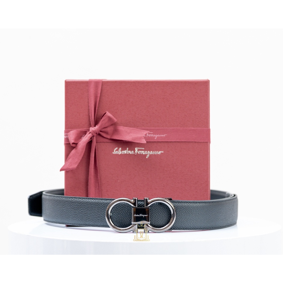 Salvatore Ferragamo Gancini Buckle Belt - Black Glossy [100% Original]