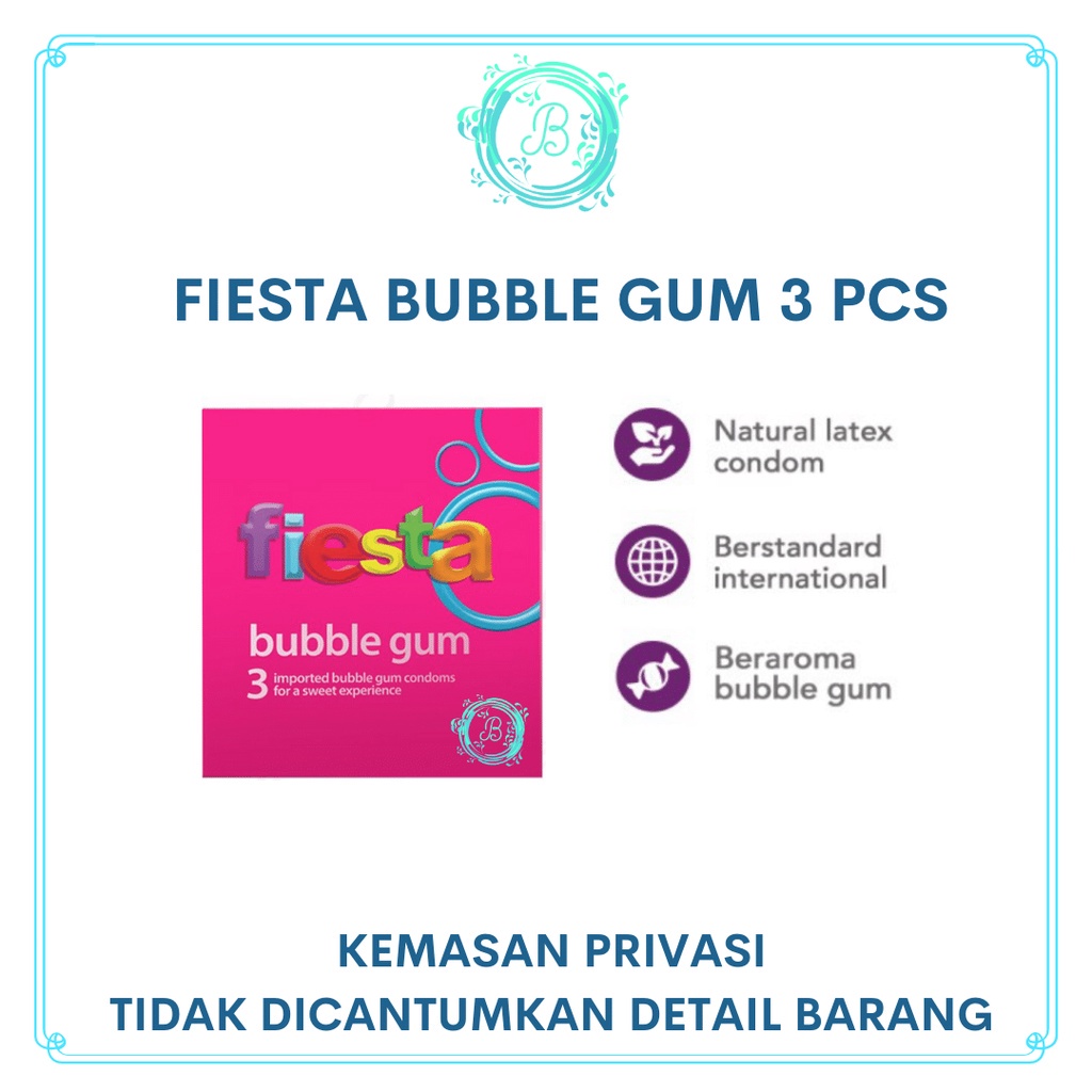Kondom Fiesta Bubble Gum 3 Pcs Kondom Fiesta Bubblegum Aroma Manis Permen Karet 3s