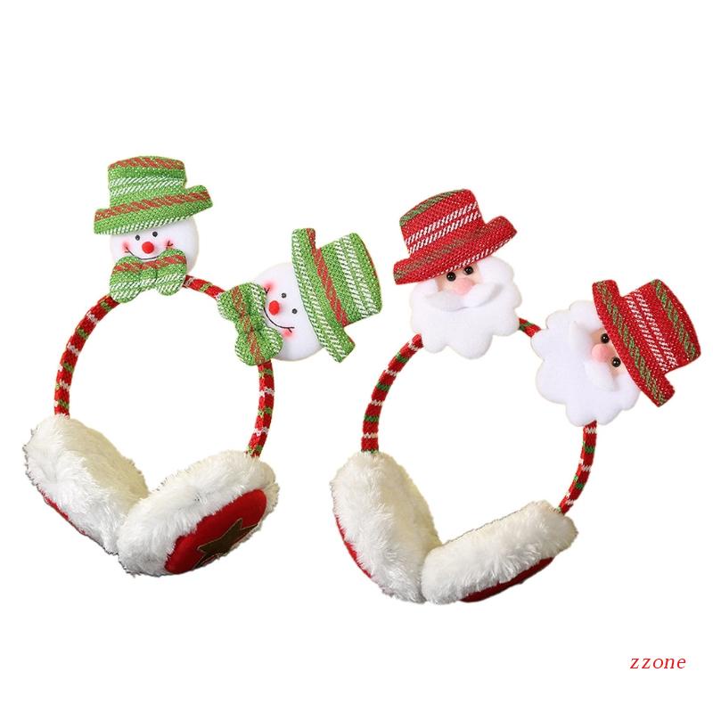 Zzz Earmuffs Penghangat Telinga Bentuk Earphone Bahan Bulu Imitasi Tema Natal