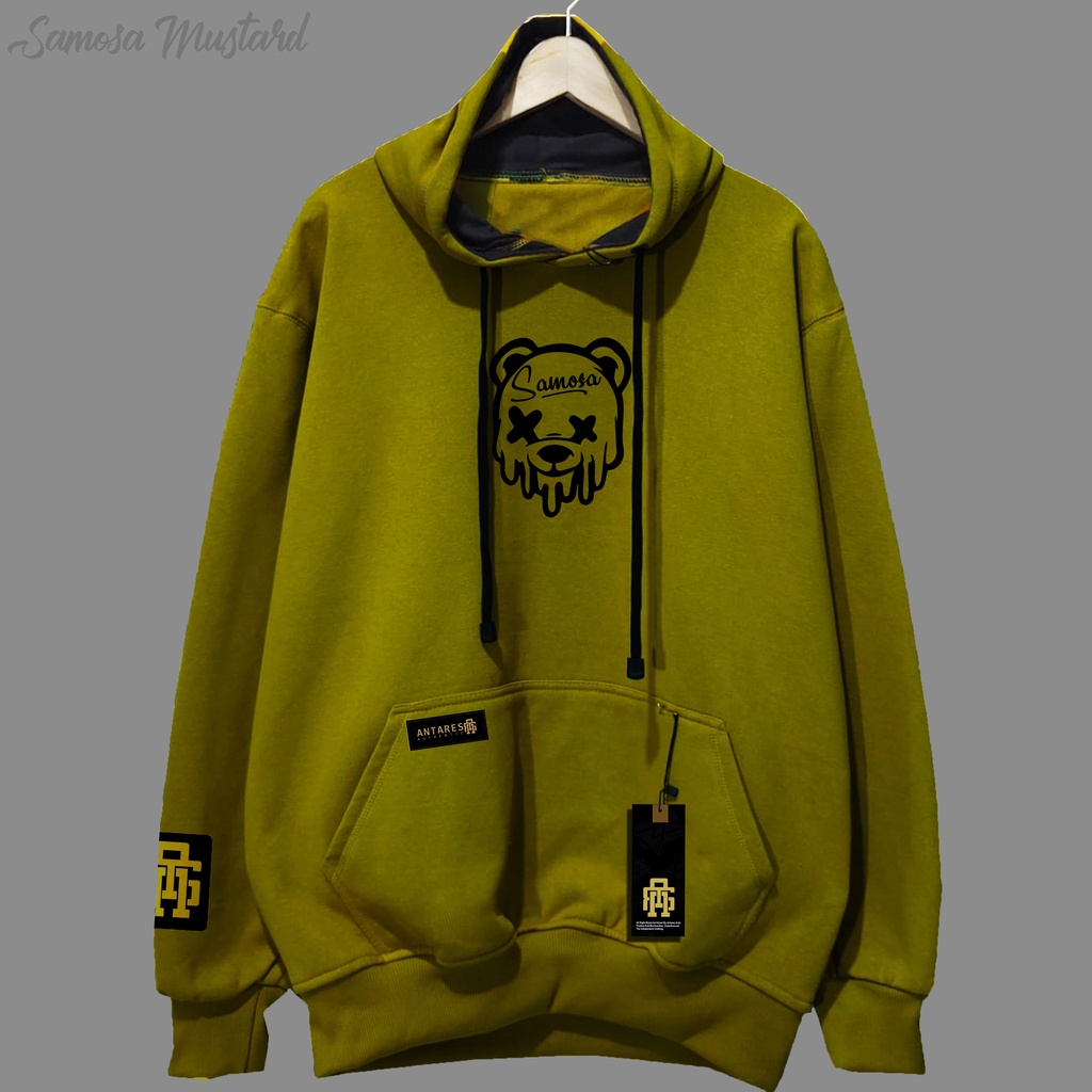 SWEATER HOODIE PRIA DISTRO ANTARAES AHTHENTIC SIZE L-XL SAMOSA (MUSTARD)