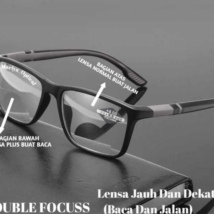 Harga Termuraah Kacamata Baca Double Focus Antiradiasi UV Pria/wanita Frem Kacamata Seporty