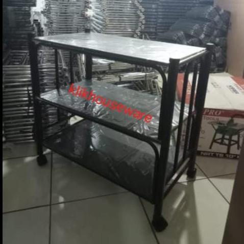 Meja Meja Tv /Rak Tv /Tv Rack Besi Roda Hitam
