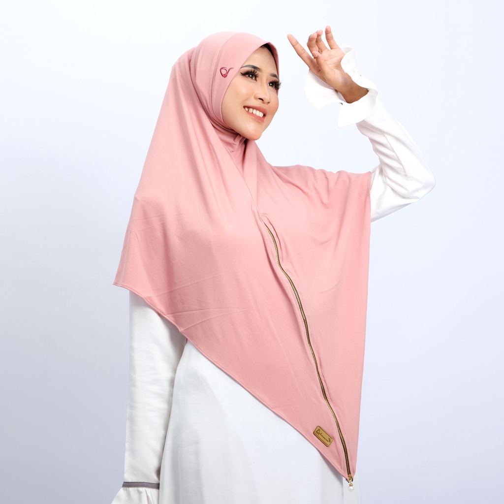 Razwa Regina - Hijab Instant Zipper Jumbo Bahan Jersey Premium Premium - Dusty Pink