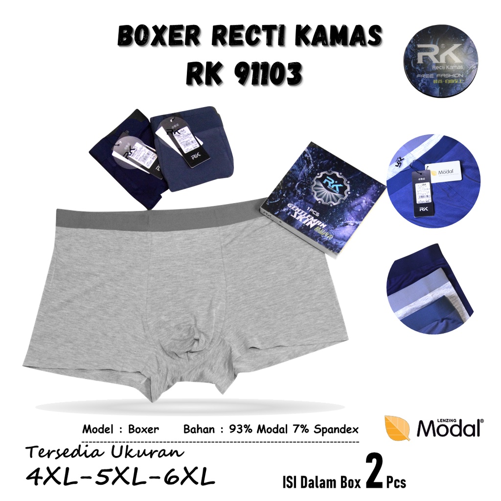 Celana Dalam Boxer Pria RECTI KAMAS RK 91103 JUMBO Isi 2 Pcs