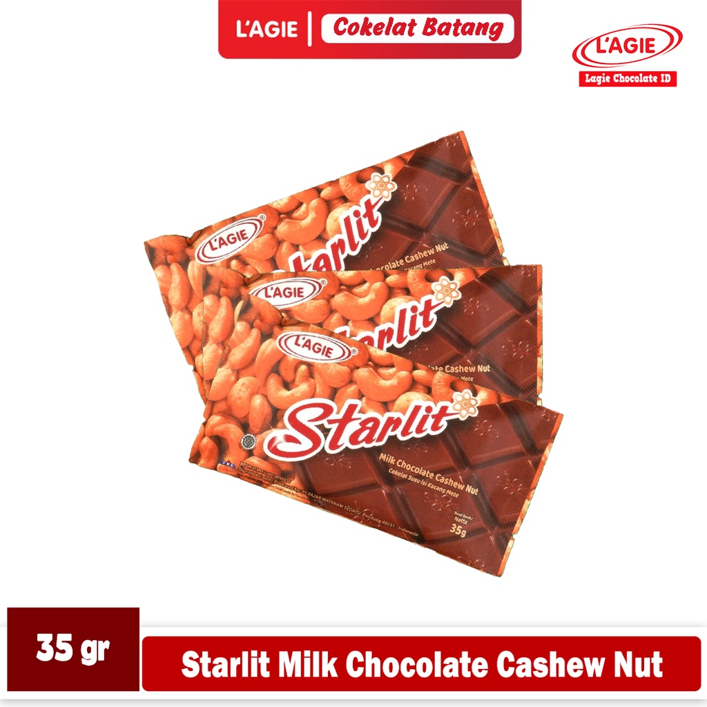 

LAGIE STARLIT MILK CHOCOLATE CASHEW NUT 35GRAM 3 BATANG