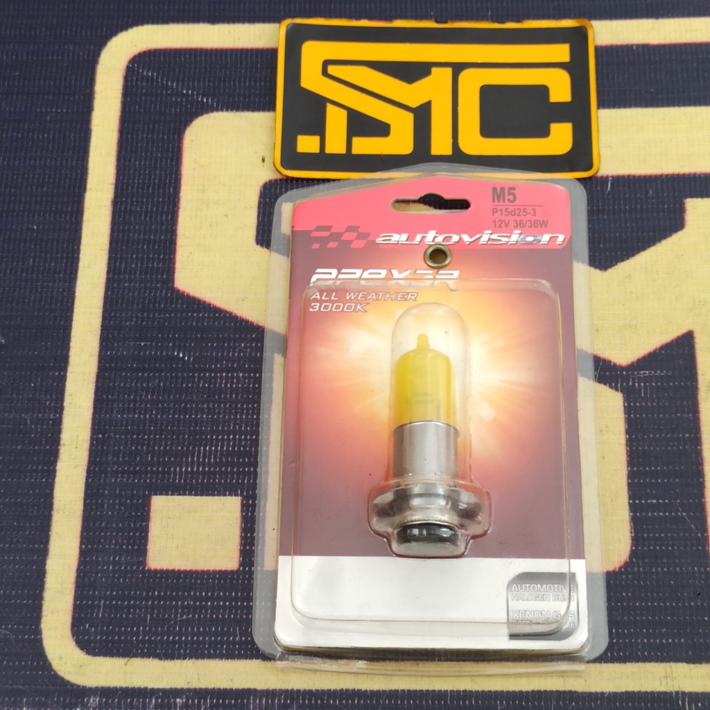 Lampu Utama Motor Halogen Autovision Kaki 3 P15D25-3 All Weather 12V 36/36W
