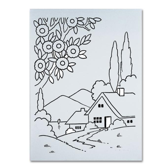 Kanvas Lukis / Mewarnai Anak Pemandangan 20 x 30 cm