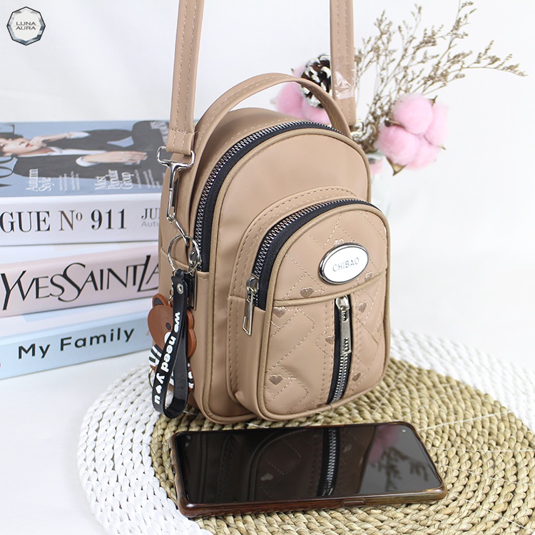Luna Aura Tas Ransel Mini Wanita 3in1 Parasut Nilon Bordir Slingbag Wanita Kekinian Tas Slempang Wanita Tas ootd