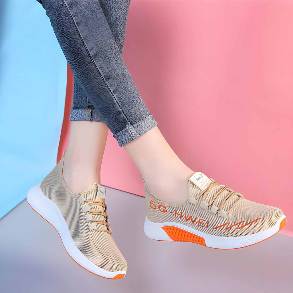 Sneakers Casual Sport Running Fashion Wanita Terbaru Design Bertekstur 8062