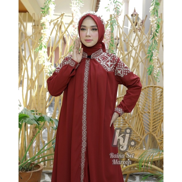 Gamis Pesta Raina set Hijab Ori Khadijah Mode Gamis Cantik Gamis Mewah Gamis Murah Fashion Muslim