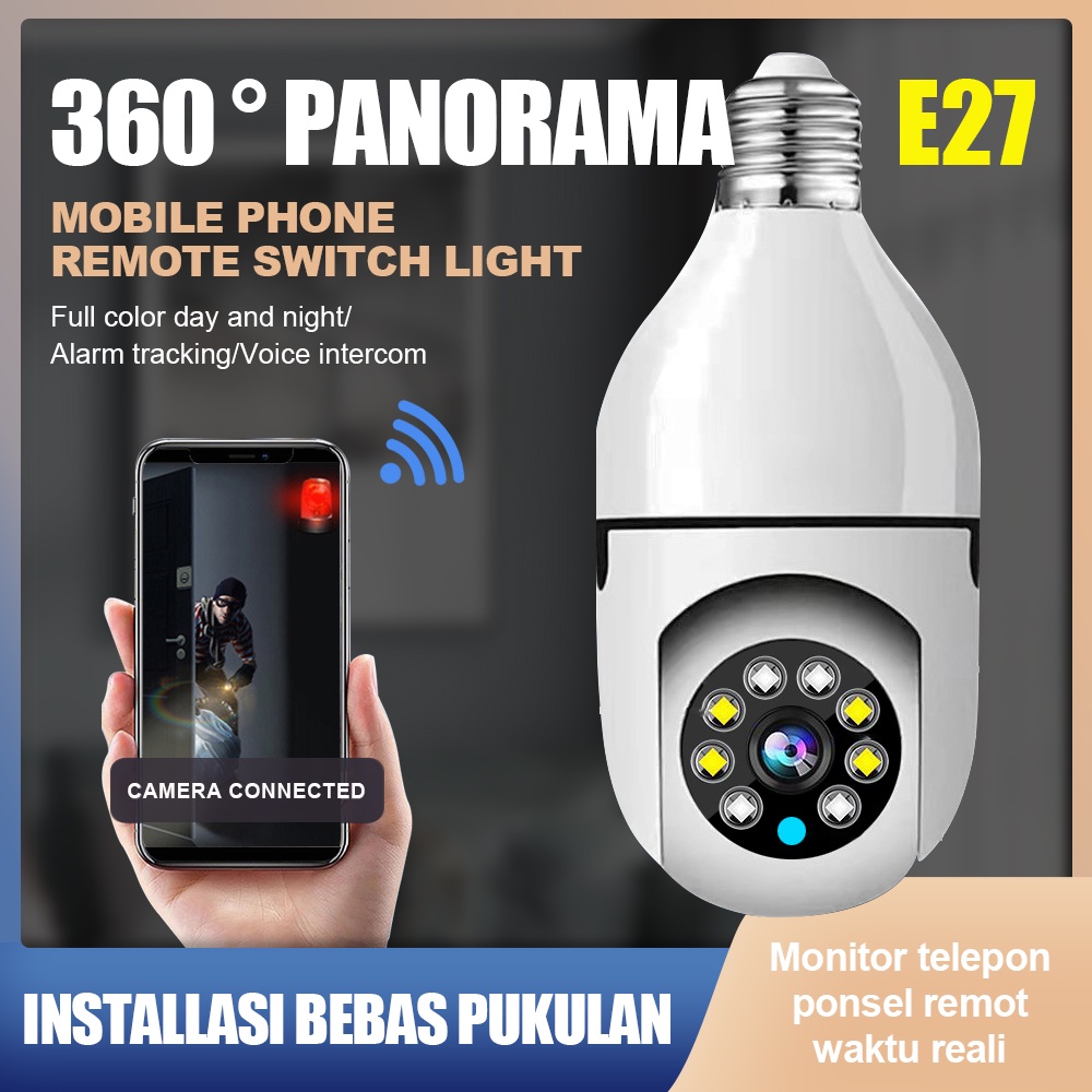 Smart wireless IP camera CCTV Lampu E27 Kamera CCTV Wifi Lampu CCTV 360 Derajat Panoramic Smart CCTV Bohlam IP Camera CCTV Wireless Outdoor CCTV CAMERA WATERPROOF COLOURVU NIGHT