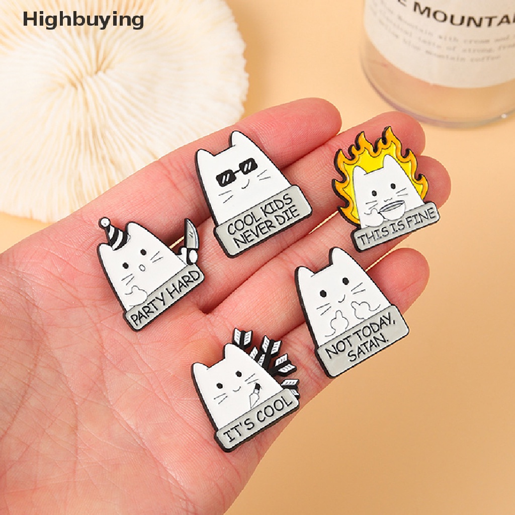 Bros Pin Enamel Desain Kartun Kucing NEVER DIE NOT TODAY SATAN Untuk Anak Glory