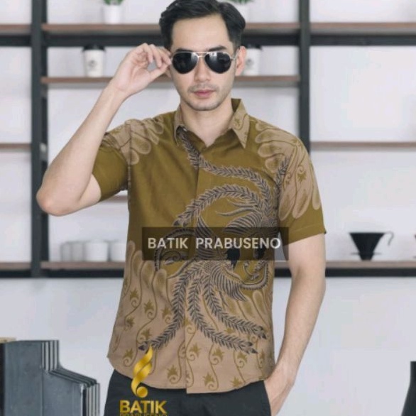 Wirosabrang Lengan Pendek Slimfit Original Baju Batik Prabuseno Kemeja Pria Bahan Katun Printing Hal