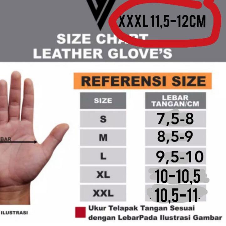 Model baru - sarung tangan kulit asli motor half pria  big size jumbo XXL ~