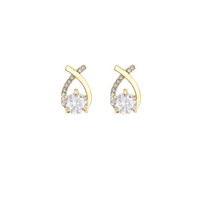 Anting Tusuk Sterling silver 925 Desain Salib Hias Berlian Zircon Mewah Untuk Wanita