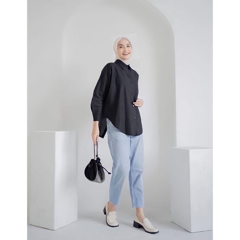 Premium Kemeja Wanita Oversize Linen / Nelka Shirt