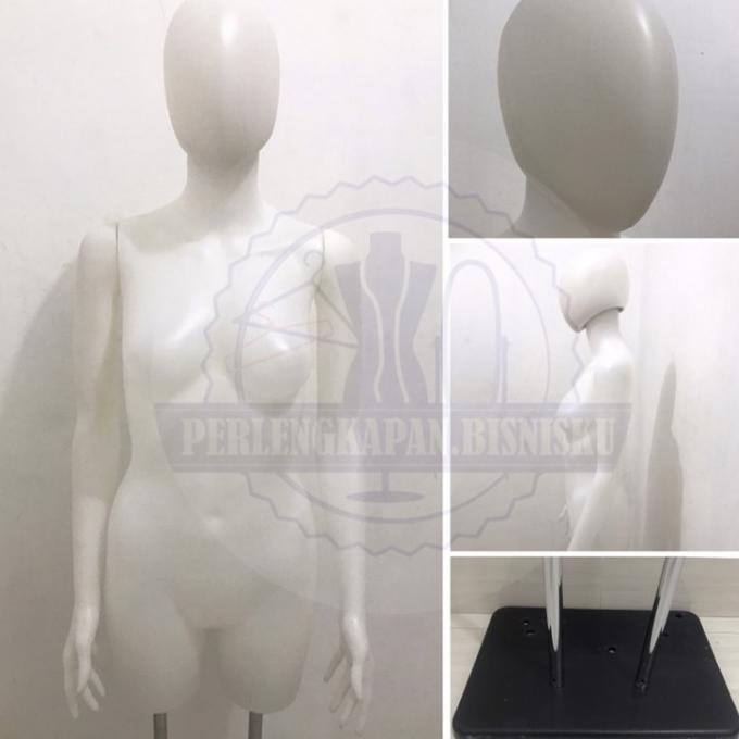 Manekin Patung Baju Wanita Setengah Badan Kepala Tangan Plastik