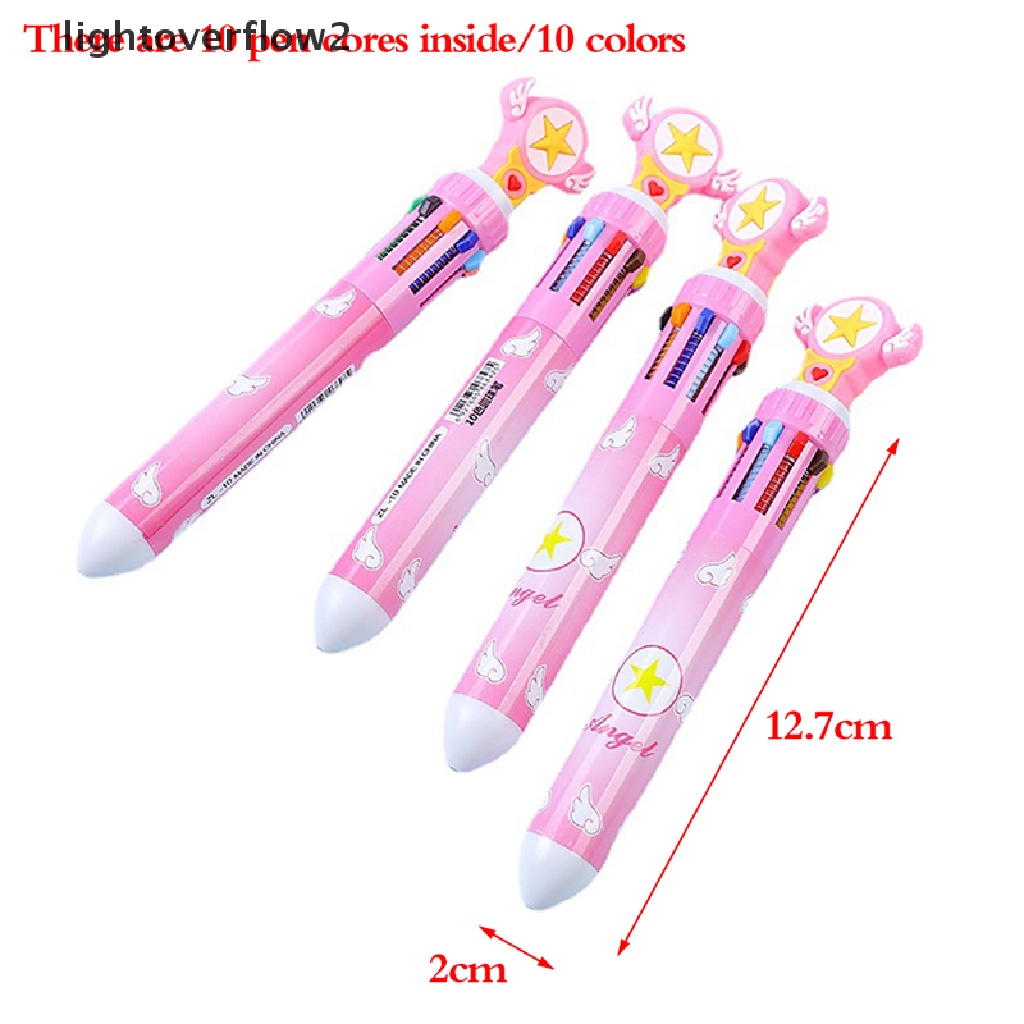 (lightoverflow2) 1pc Pulpen 10 Warna Dengan Hiasan Kartun Hewan