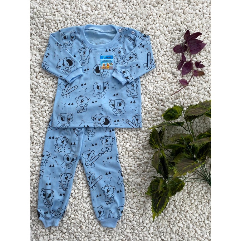 stelan baju bayi lucu murah motif BEAR  VIORI setelan PANJANG 3-18 bulan