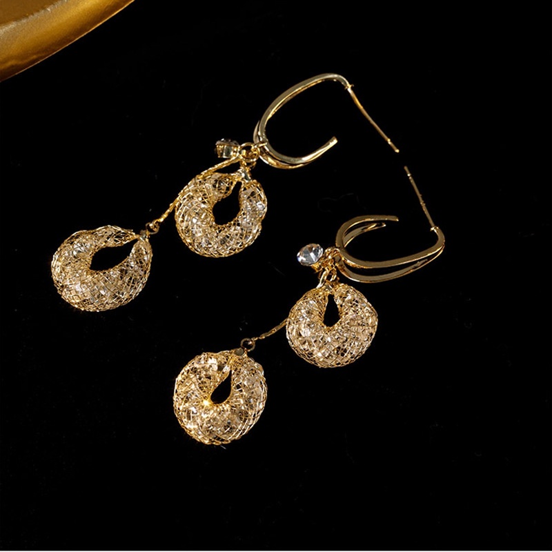 Anting Gantung Panjang Model Geometri Dengan Rumbai Untuk Wanita