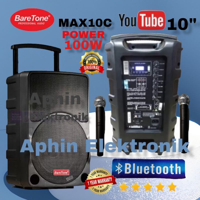 Speaker aktif BARETONE 10 inch  MAX 10C Speaker Portable Originalp