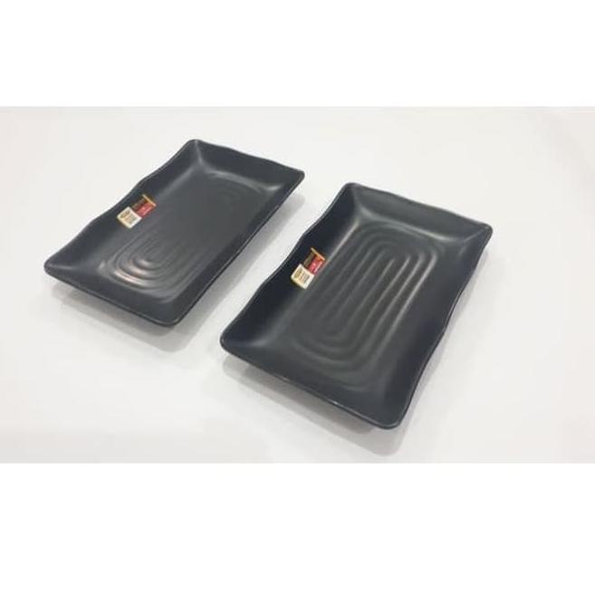 Kepuasan Belanja--PIRING RESTO KEREN HITAM Golden Dragon P6508A HITAM Piring Melamin Kotak Model Bat
