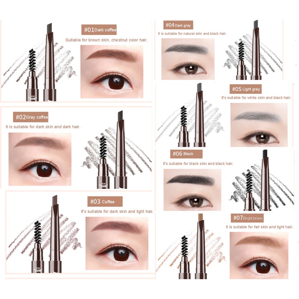 PENSIL ALIS DNM 7 WARNA EYEBROW PENCIL WATERPROOF eyebrow pen DNM ORIGINAL TERMURAH KOSMETIK ALIS