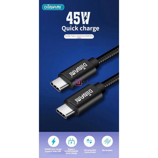 KABEL DATA FAST CHARGING ORIGINAL 45W USB C TO USB C 3M / 2M 6A 45W