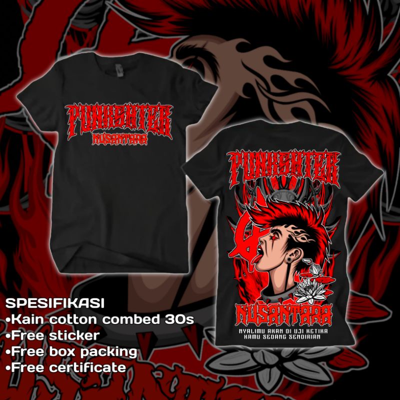 KAOS PSHT MURAH KEREN PUNKSHTER NUSANTARA MERAH COTTON COMBED BISA COD MURAH