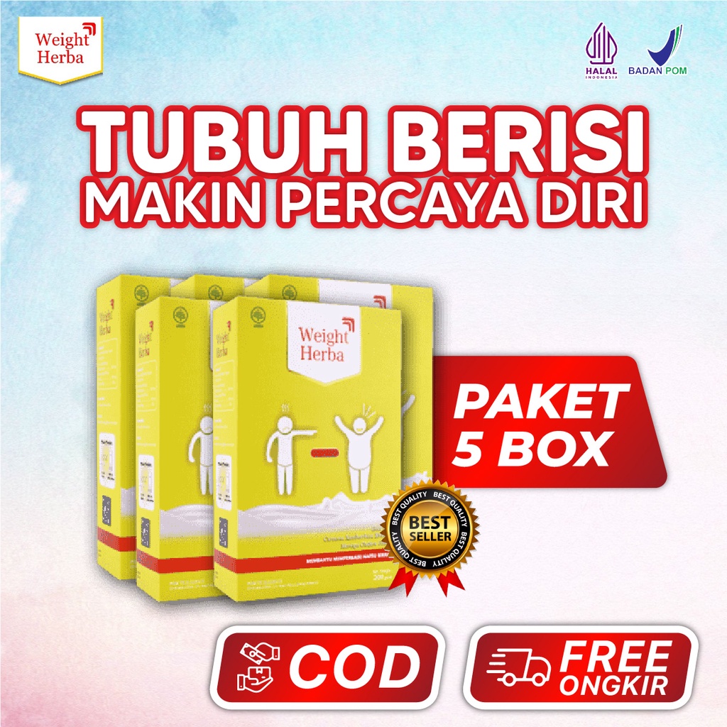 

Weight Herba Original Paket 5 Susu Penggemuk Badan Penambah Berat Badan dan Penambah Nafsu Makan Dewasa Herbal Alami Original Isi 200 gr