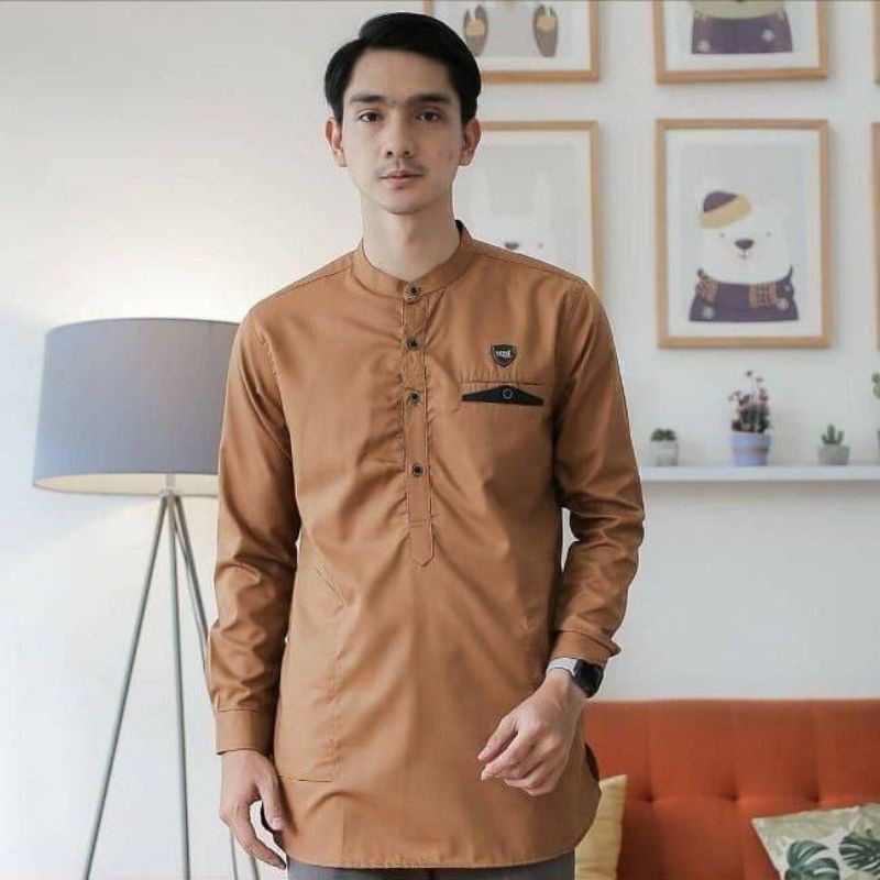 Baju Koko Pria Gus Azmi Syubbanul Muslimin Batik Katun Halus Hadroh Azzahir Hilwa Ala Santri Modern