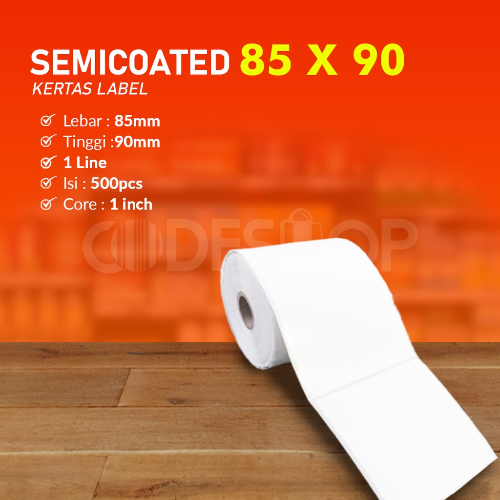 Label Semicoated 85x90 1 Line 500Pcs 85 x 90