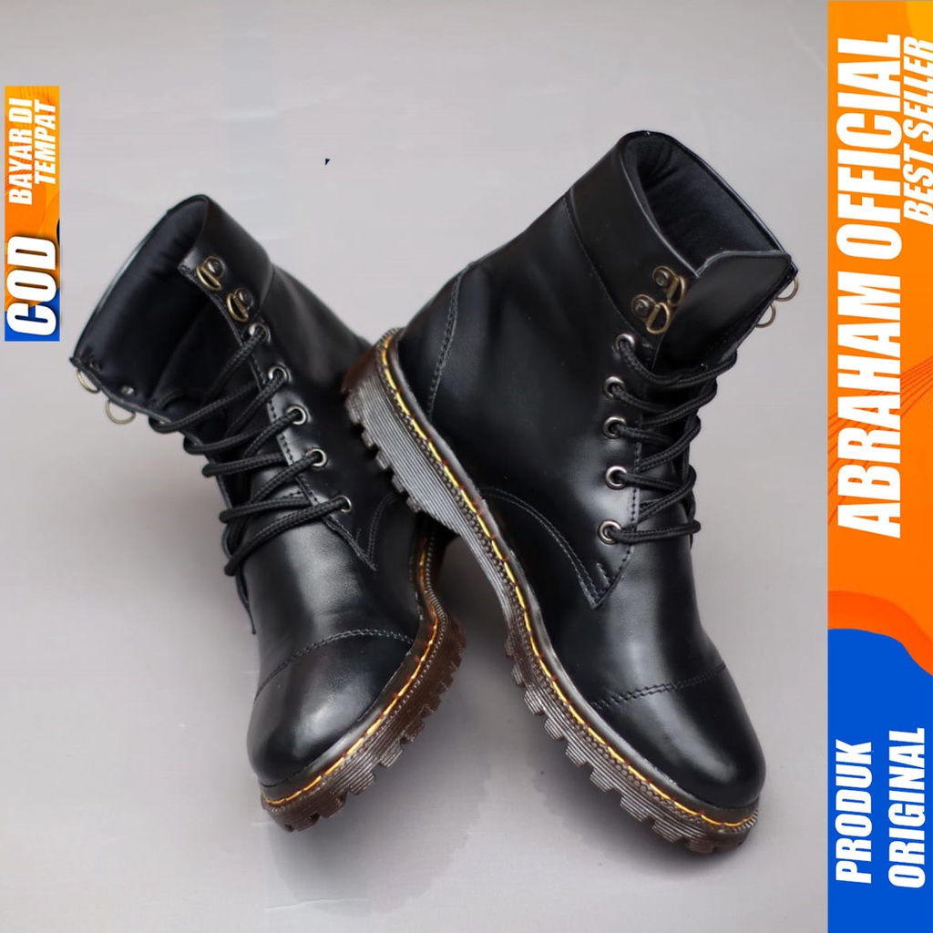 Sepatu Docmart Formal Pantofel Boots Hitam Wanita Abraham Miju