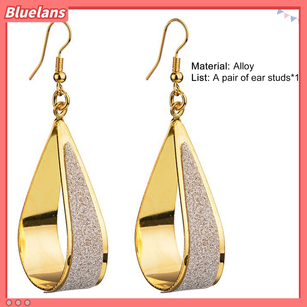 Bluelans Anting Kait Gantung Bentuk Tetesan Air Hollow Bahan Alloy Untuk Wanita