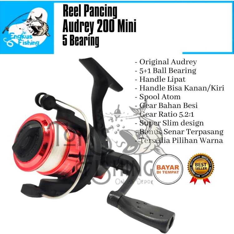 PROMO Reel Pancing Murah Audrey 200 (5 Bearing) bonus senar  - Engkus Fishing