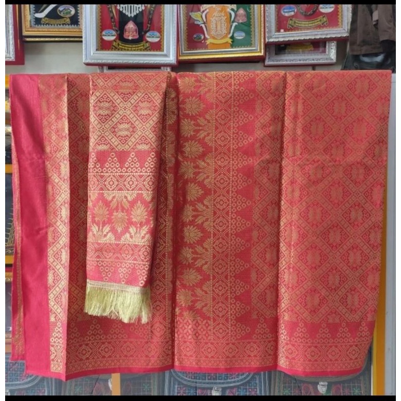 Kain Songket Tenun Mesin Motif Pintu Aceh || Songket Khas Aceh