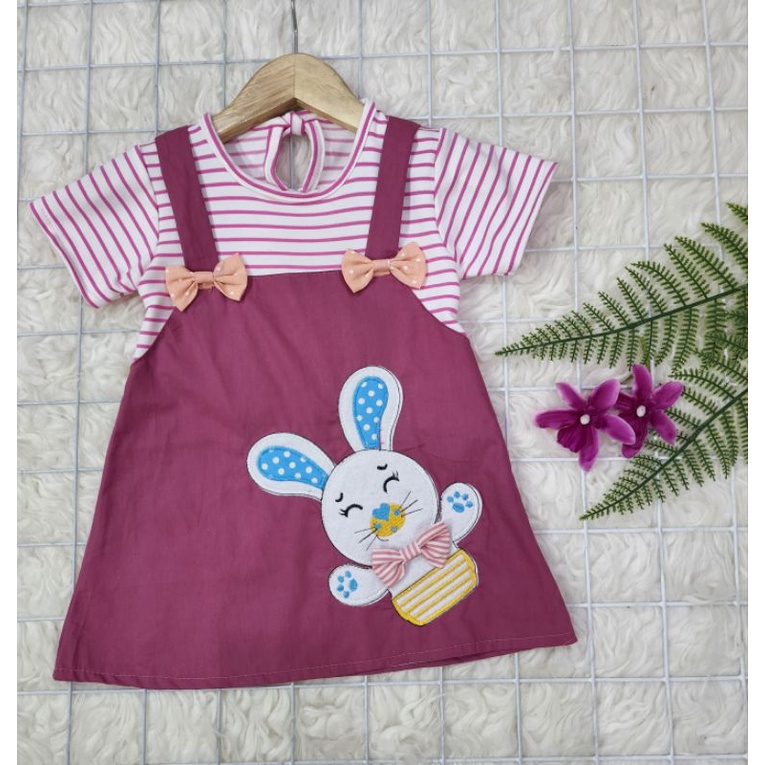 Baju bayi perempuan dress bunny 028