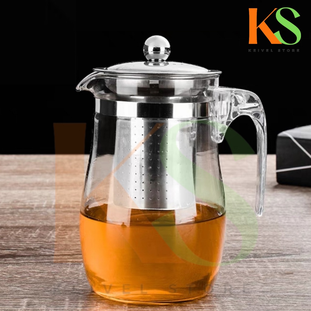 Jual Teapot Glass Infuser Teko Teh Saringan Kaca Mini Portable 750ml Shopee Indonesia 3463