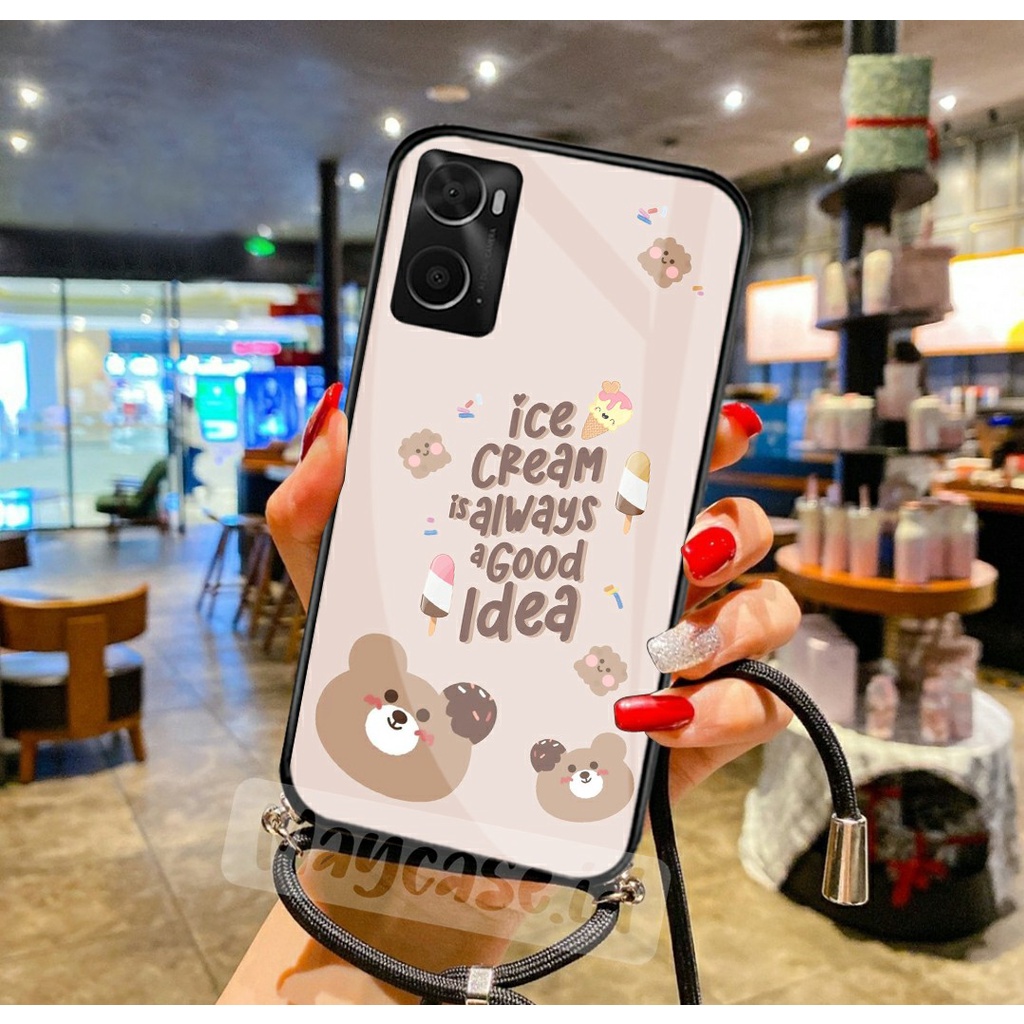 (CTS16) Softcase Kaca Motif + Tali Lanyard Oppo A96 A76 A36 - Soft Case HP Oppo A96 - Softcase GRATI