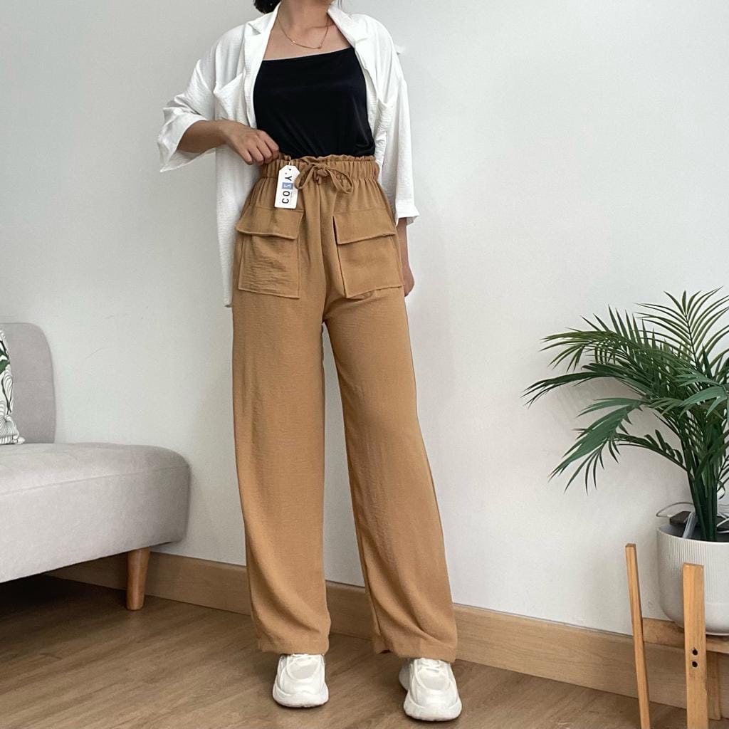 BEFAST - ZEC OOTD Celana Panjang NAOMI / Hanna Pant CRINCLE / Celana Panjang Wanita Model Terbaru / Fashion Wanita Remaja Kekinian / Kulot Polos Formal / OOTD Ala Wanita Korean Style / Outfit Selebgram Terlaris / Celana Kulot Kantong Depan Trendy