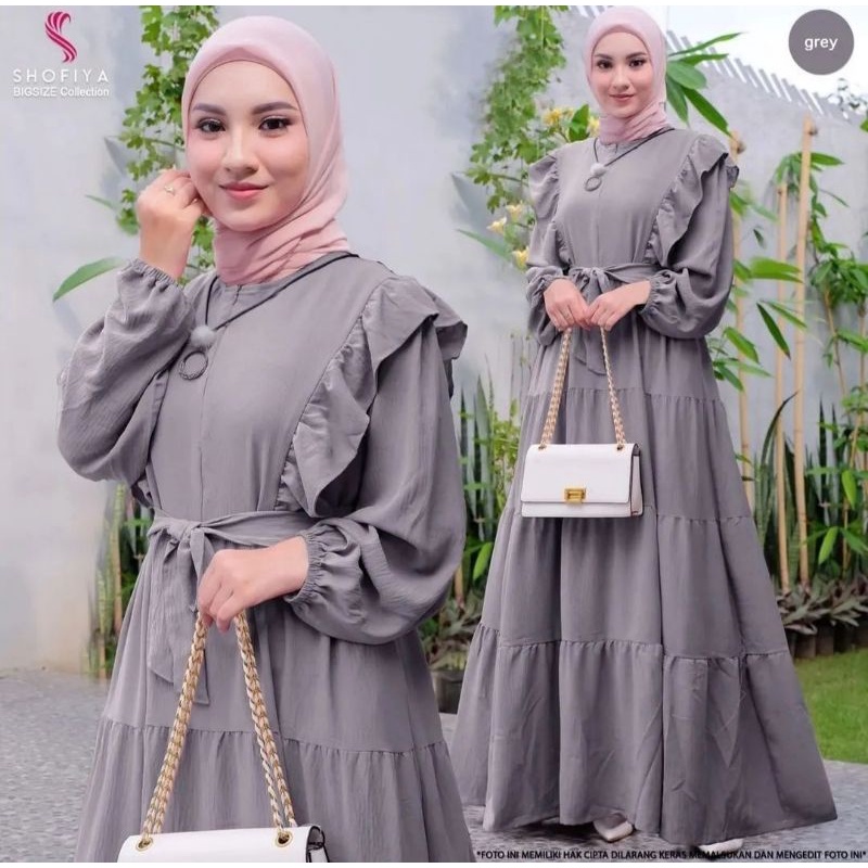 Ayunda Maxy Dress Size M - L - XL - XXL /  Gamis Crinkle  Airflow Fashion Muslim Wanita kekinian